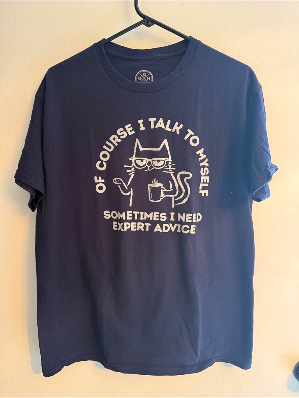 Navy Graphic Cat Tee "Of Course I Talk To Myself"